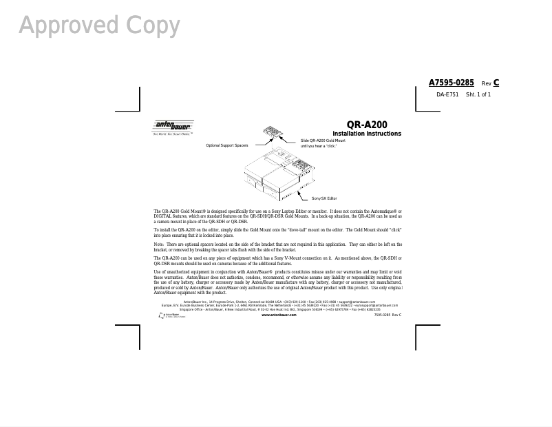 Página 1 del manual Manual de instrucciones Anton/Bauer QR-A200