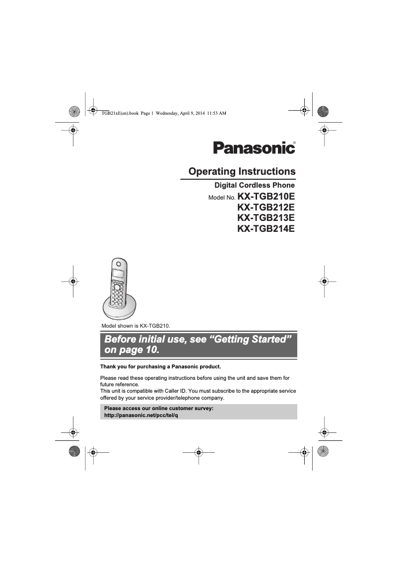 Page n°1 - Manuel utilisateur Panasonic KX-TGB214