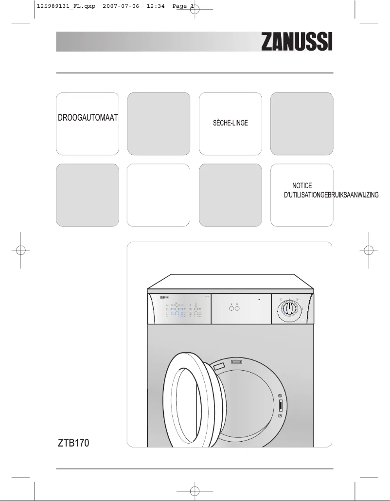 Image de la première page du manuel de l'appareil ZTB 170
