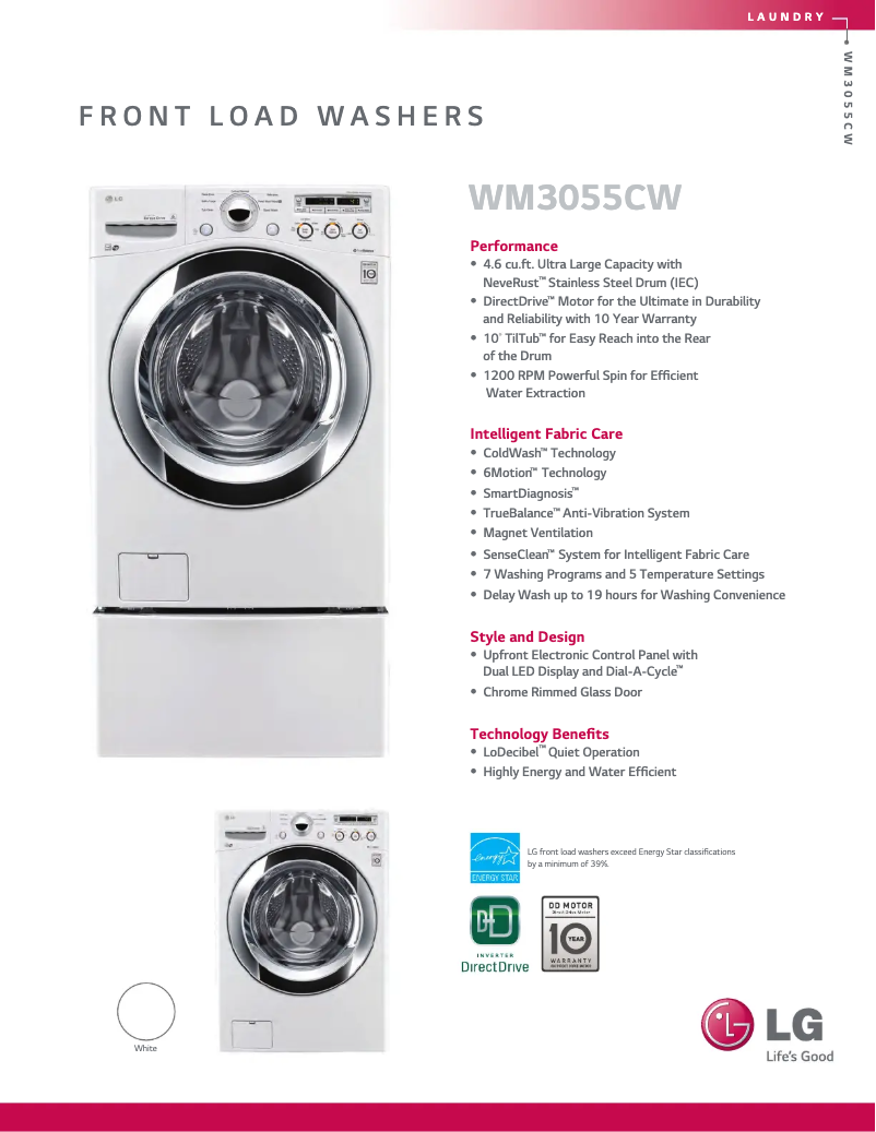 Page 1 de la notice Manuel utilisateur LG WM3055CW