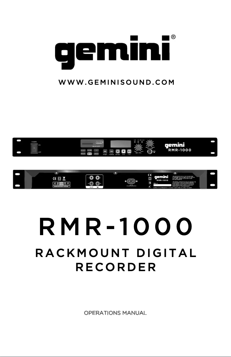 Page 1 of the manual User Manual Gemini RMR-1000