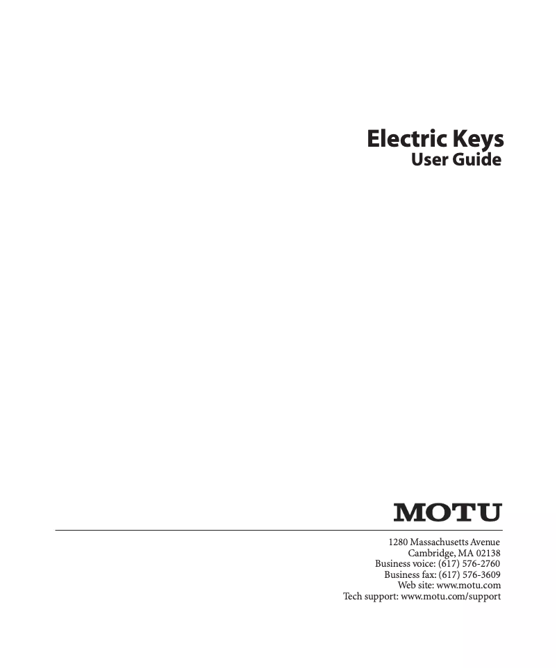 Page n°1 - Manuel utilisateur Motu Electric Keys