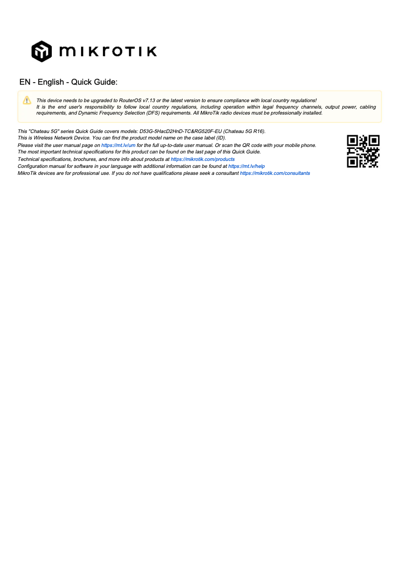 Page n°1 - Manuel utilisateur Mikrotik Chateau 5G