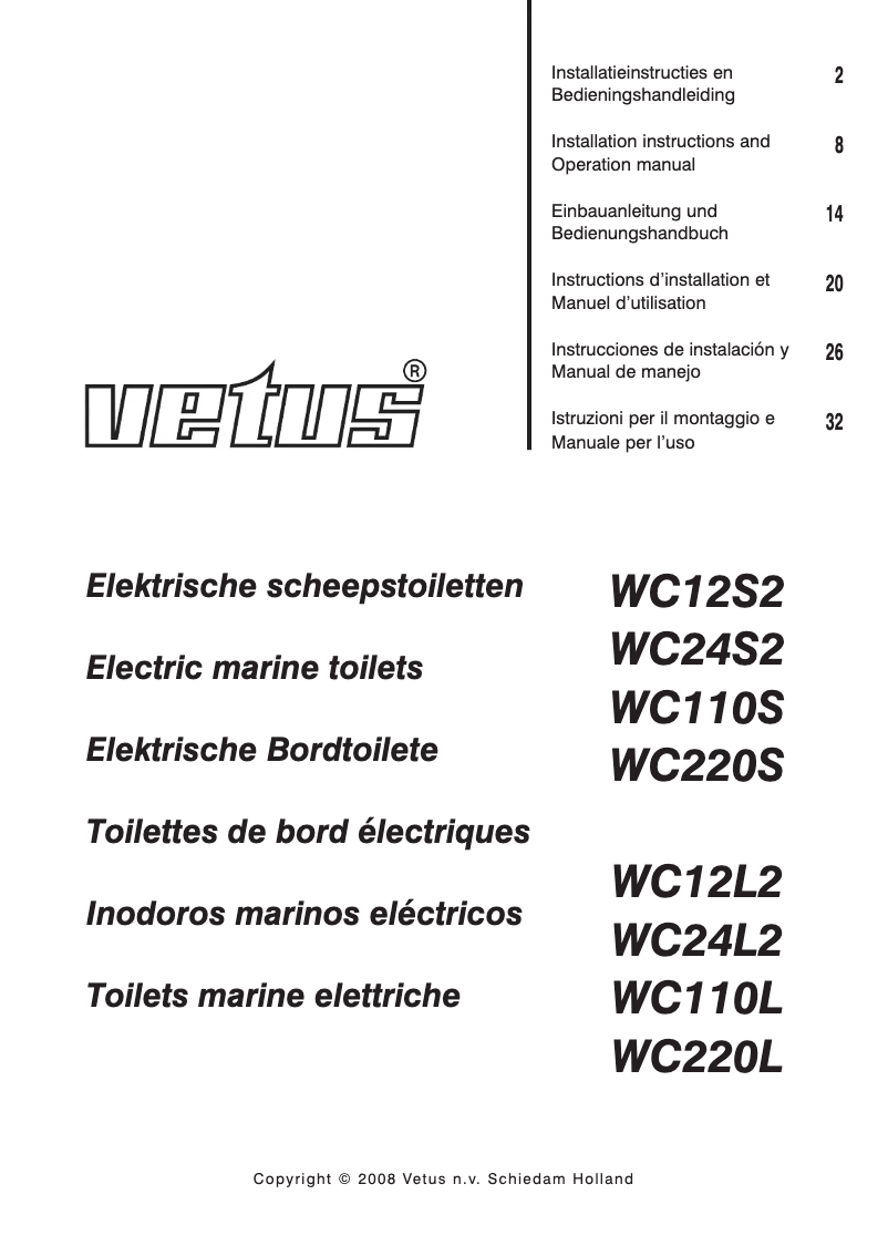 Page n°1 - Manuel utilisateur Vetus WC110S