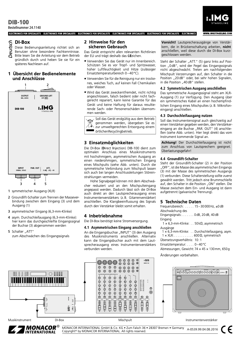 Página 1 del manual Manual de usuario Monacor DIB-100