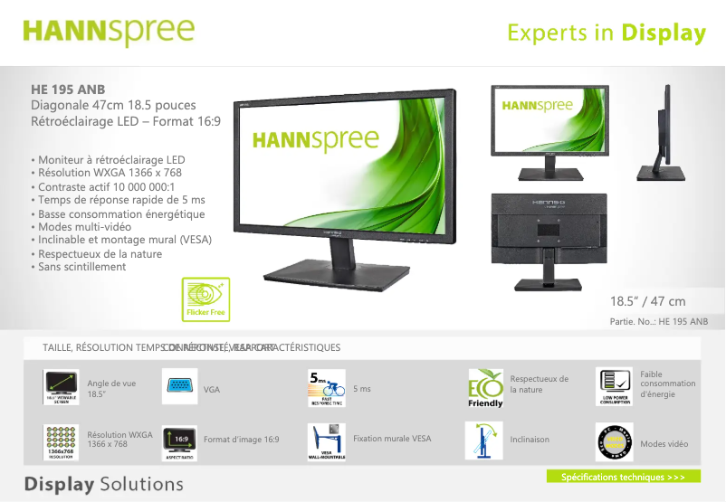 Page 1 de la notice Label énergétique Hannspree HE 195 ANB
