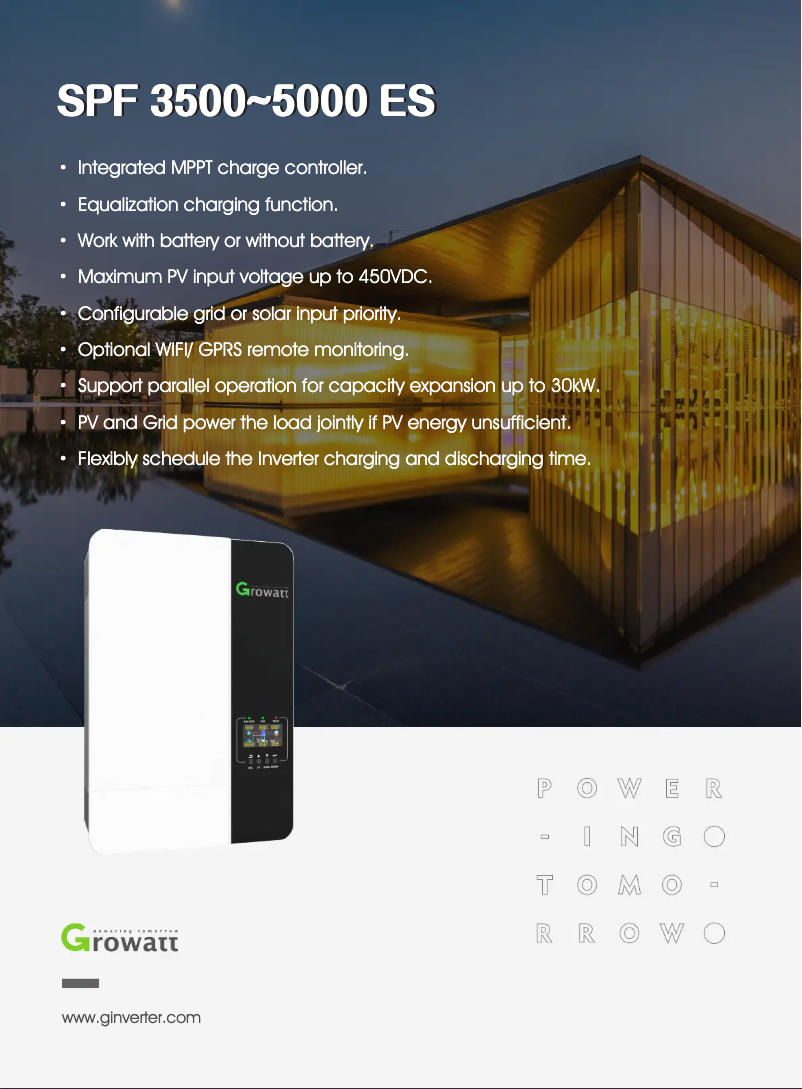 Page n°1 - Fiche technique Growatt SPF 5000 ES
