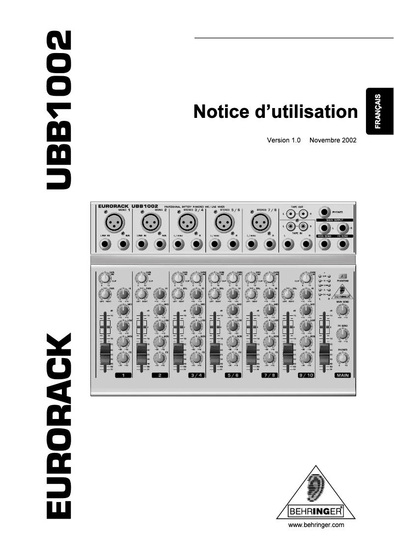 Page n°1 - Manuel utilisateur Behringer Eurorack UBB1002
