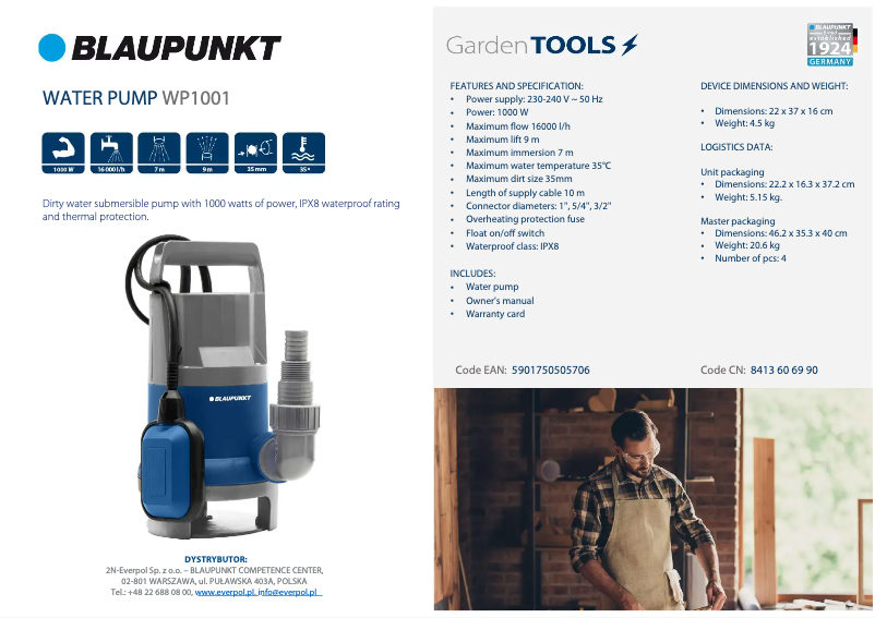 Image de la première page du manuel de l'appareil WP1001