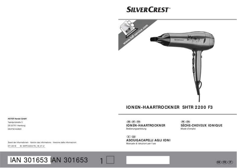 Image de la première page du manuel de l'appareil SHTR 2200 F3