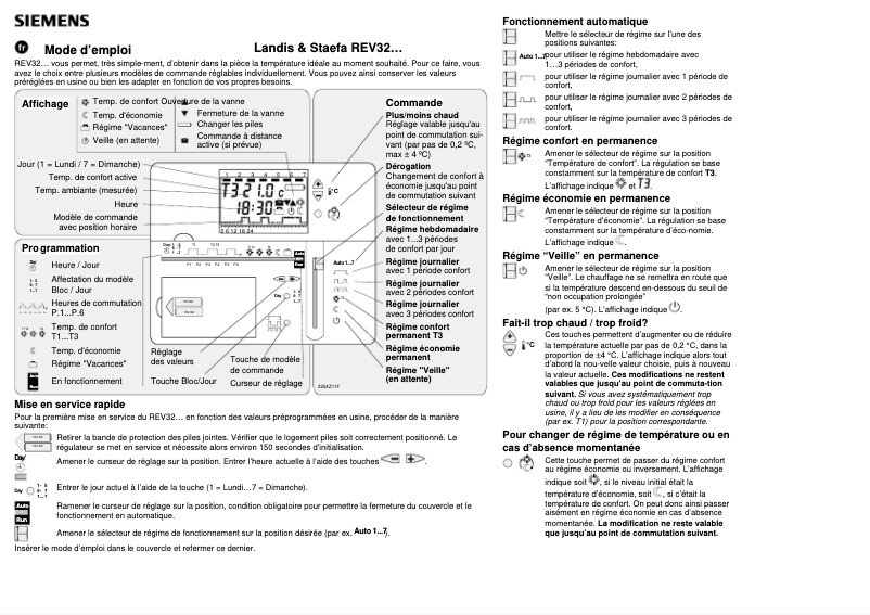 Page 1 de la notice Manuel utilisateur Siemens REV32