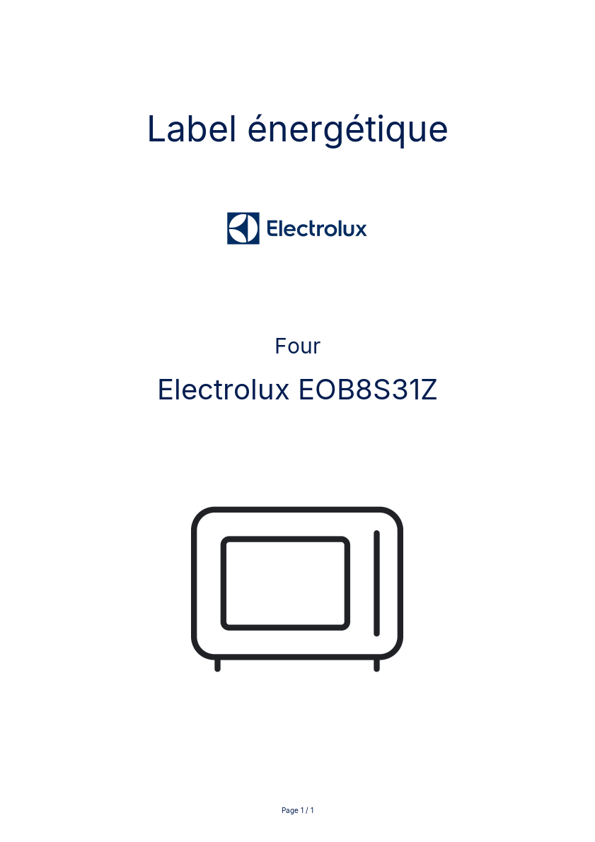 Page n°1 - Label énergétique Electrolux EOB8S31Z