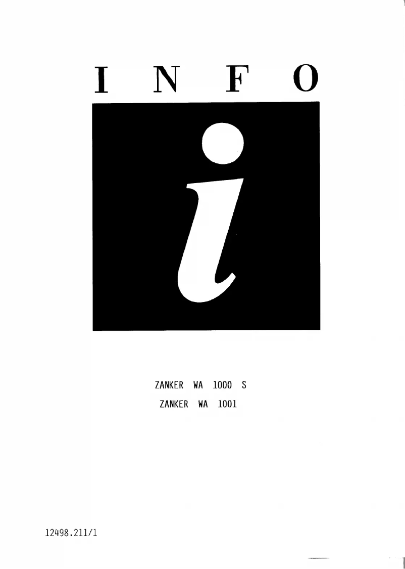 Image de la première page du manuel de l'appareil WA 1001