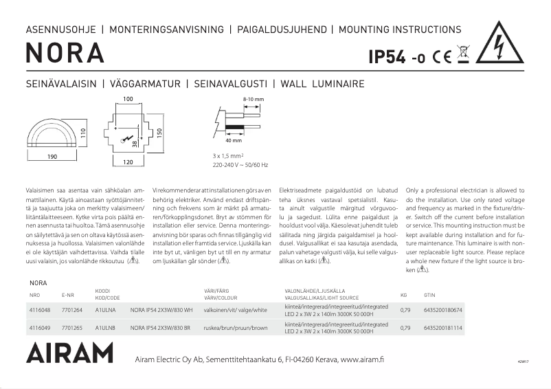 Página 1 del manual Manual de usuario Airam Nora