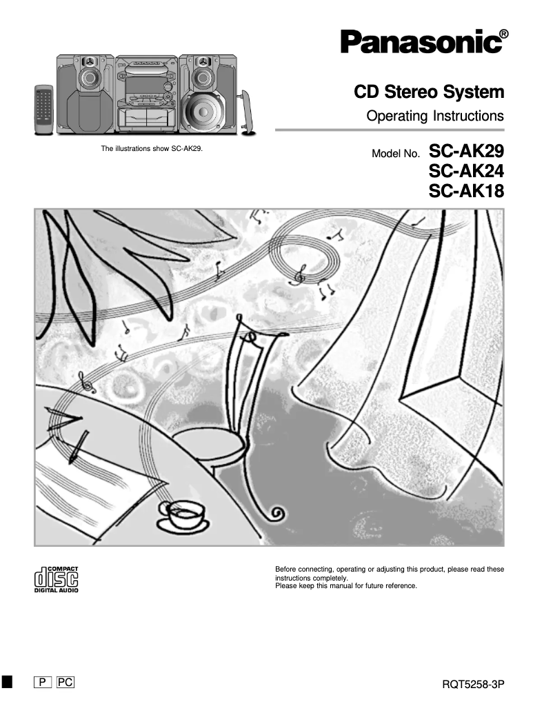 Page 1 de la notice Manuel utilisateur Panasonic SC-AK29