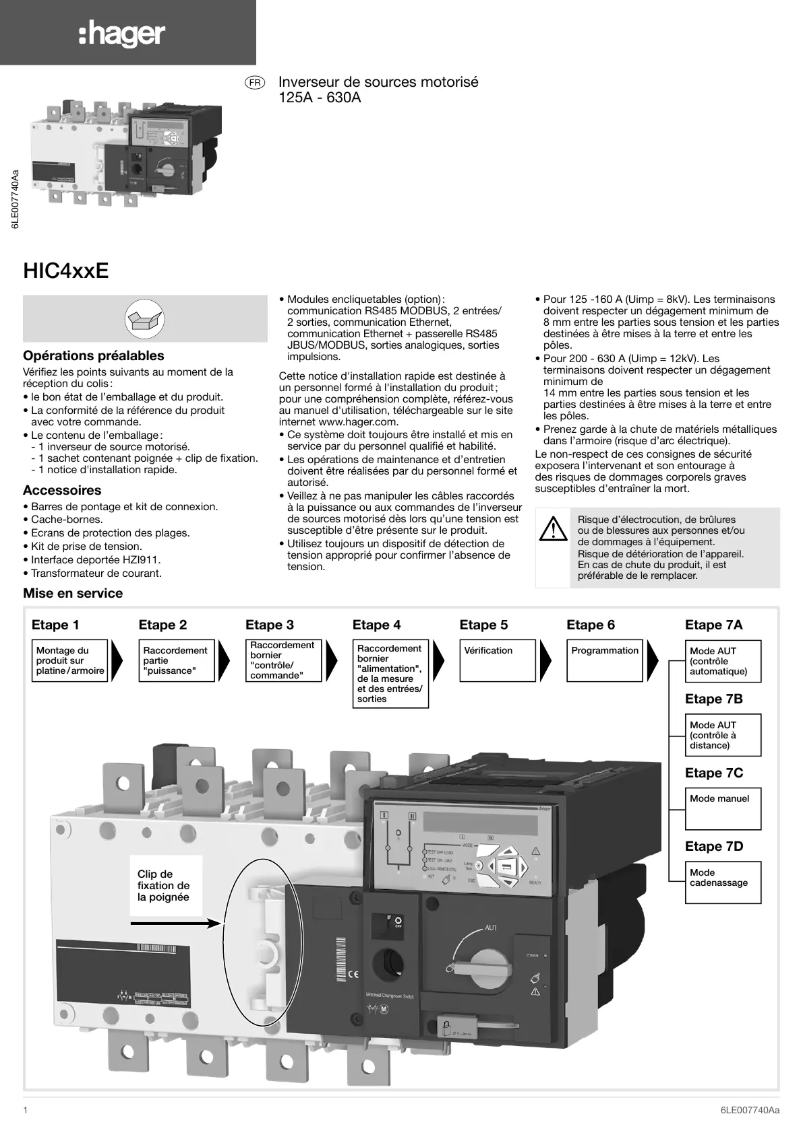 Page n°1 - Manuel utilisateur Hager HIC416E