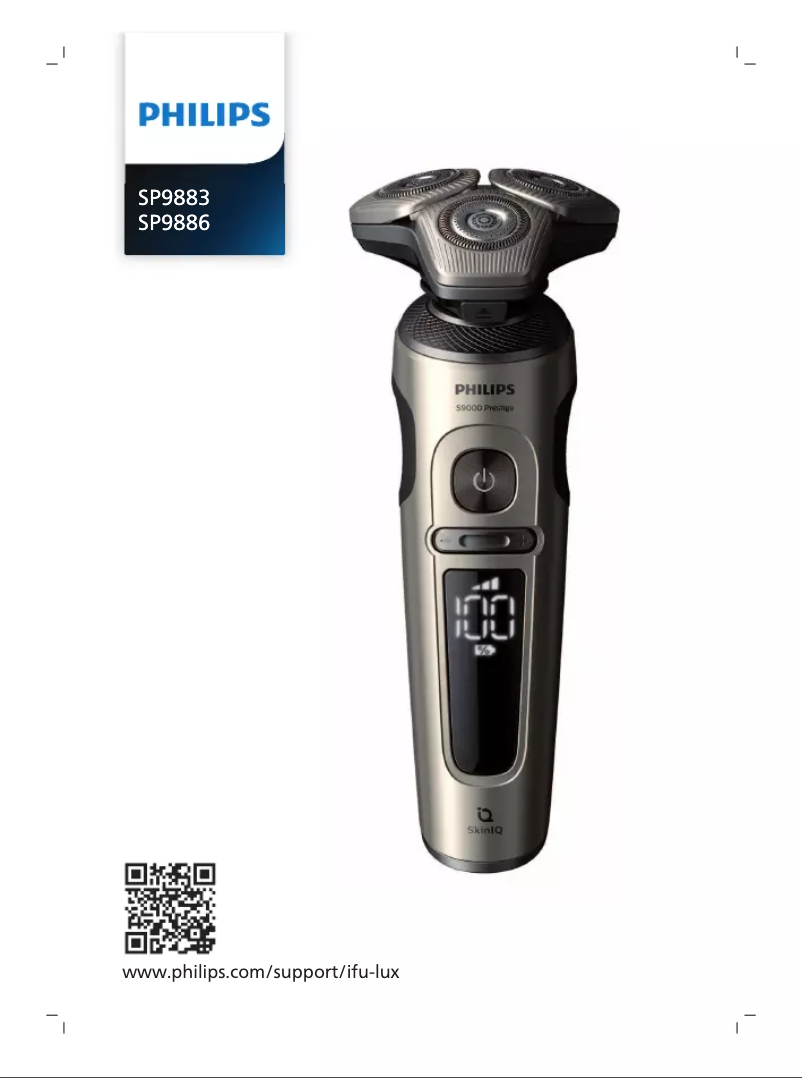 Page 1 de la notice Manuel utilisateur Philips S9000 Prestige SP9883
