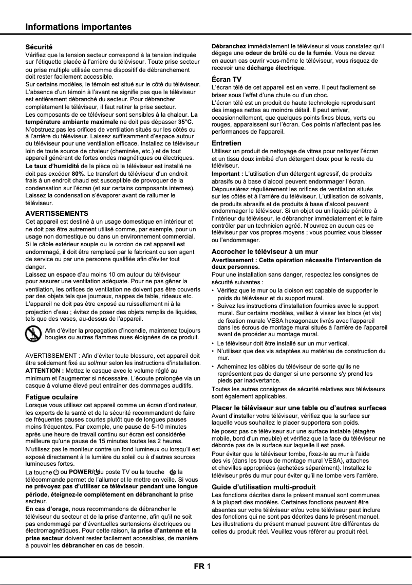 Page n°1 - Manuel utilisateur Thomson 55FB3103