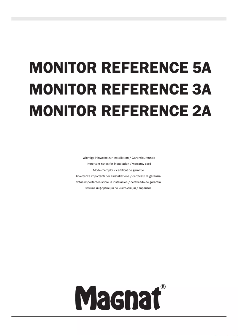 Image de la première page du manuel de l'appareil Monitor Reference 2A