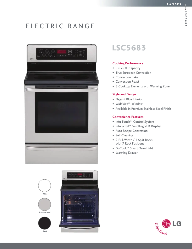 Página 1 del manual Ficha técnica LG LSC5683WS