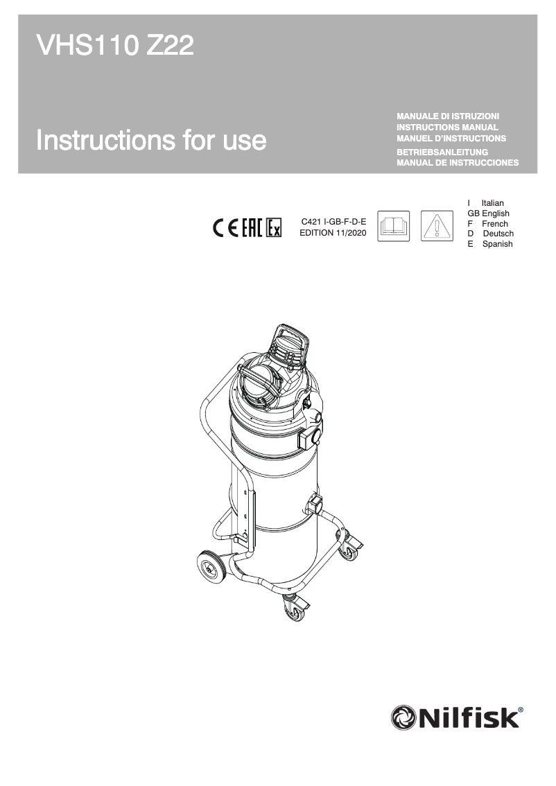 Página 1 del manual Manual de usuario Nilfisk VHS110 Z22