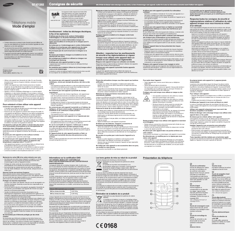 Page n°1 - Manuel utilisateur Samsung GT-E1202