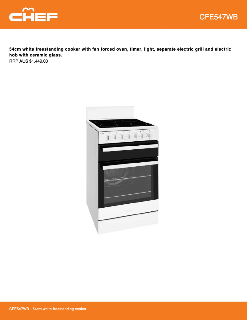 Página 1 del manual Ficha técnica Chef CFE547WB