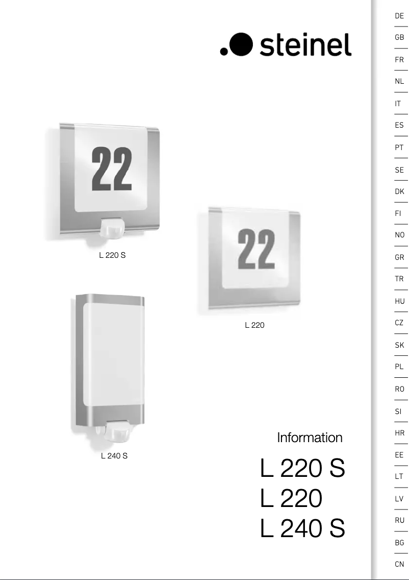 Page n°1 - Manuel utilisateur Steinel L 240 S
