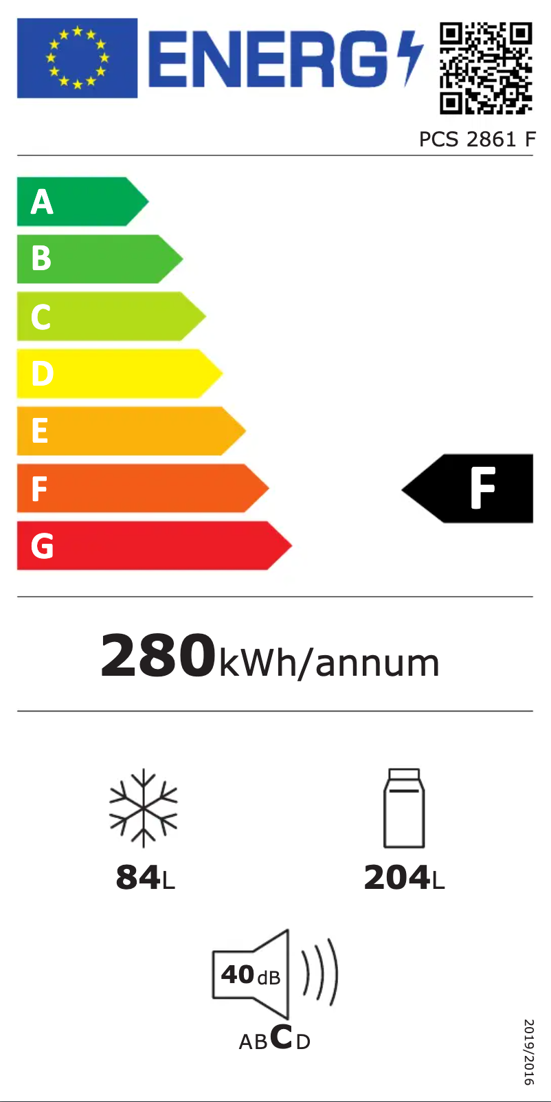 Page n°1 - Label énergétique Philco PCS 2861 F