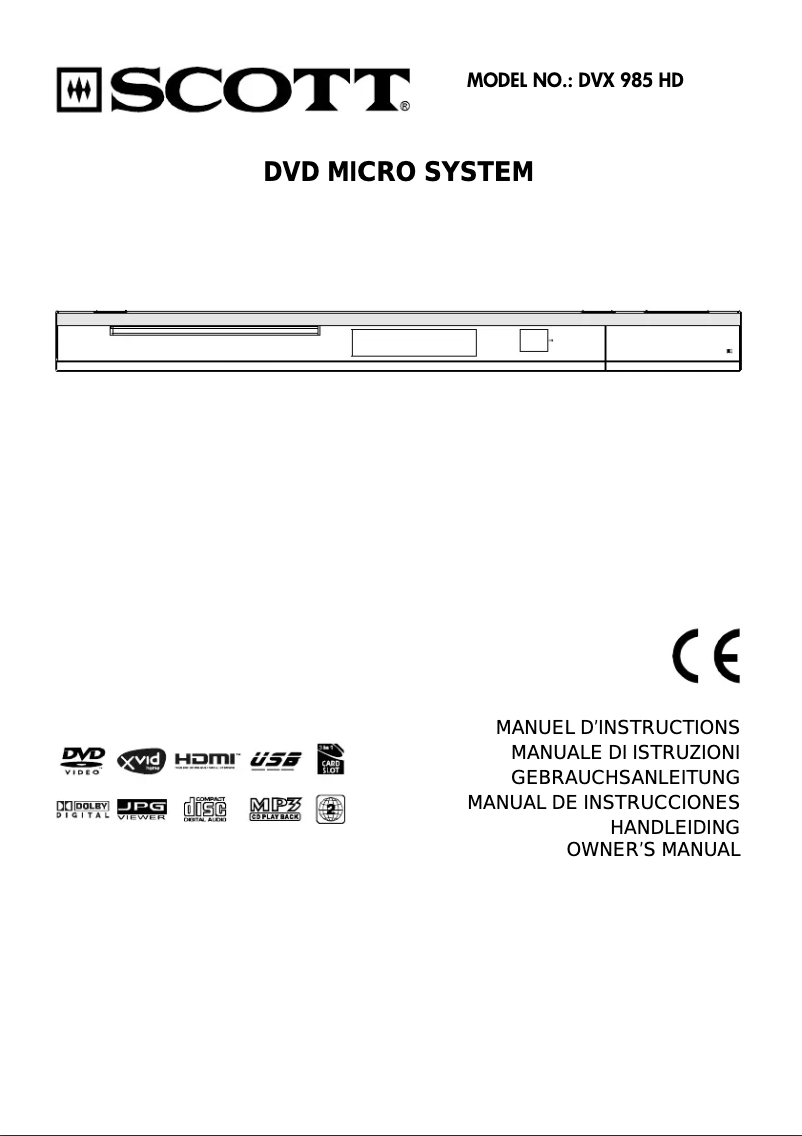 Page n°1 - Manuel utilisateur Scott DVX 985 HD Holmes