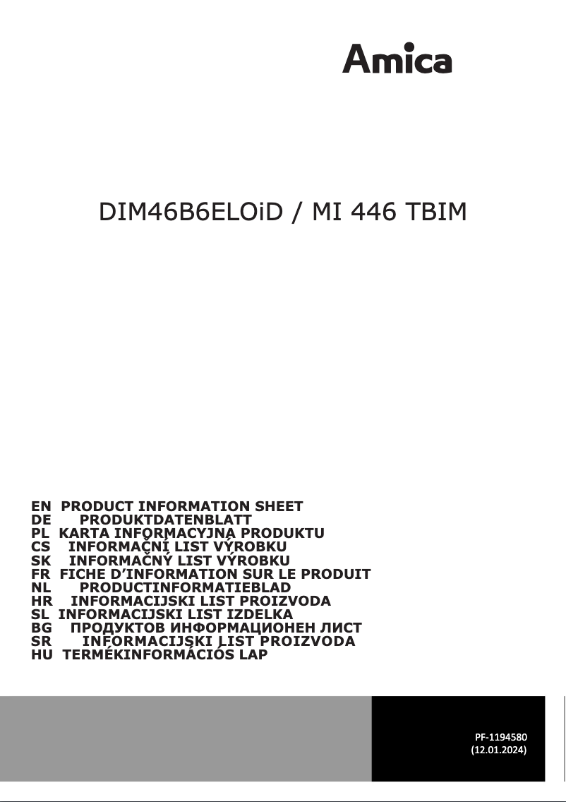 Page n°1 - Fiche technique Amica DIM46B6ELOiD