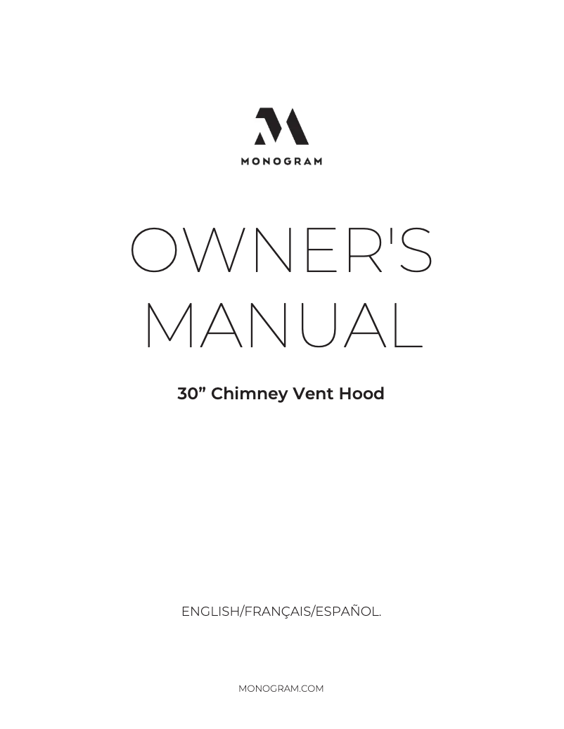 Page 1 de la notice Manuel d'utilisation et d'entretien Monogram ZVW8301SWSS