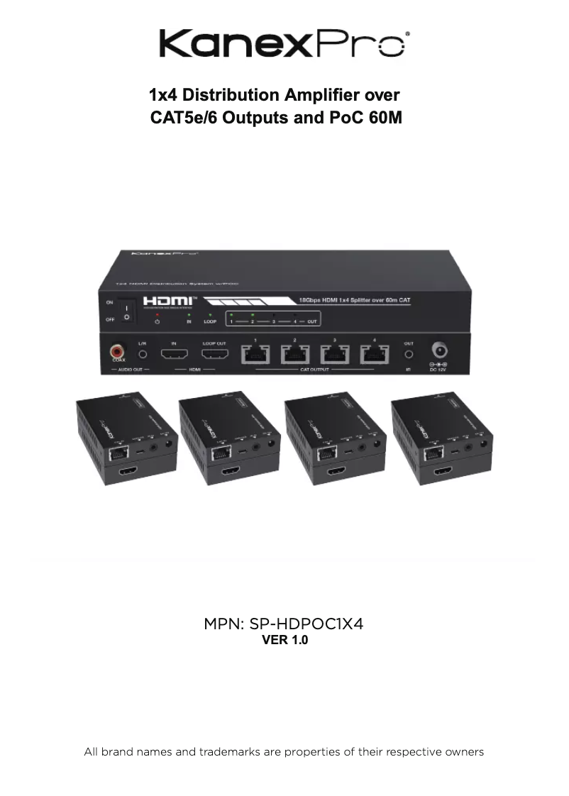 Page 1 de la notice Manuel utilisateur KanexPro SP-HDPOC1X4