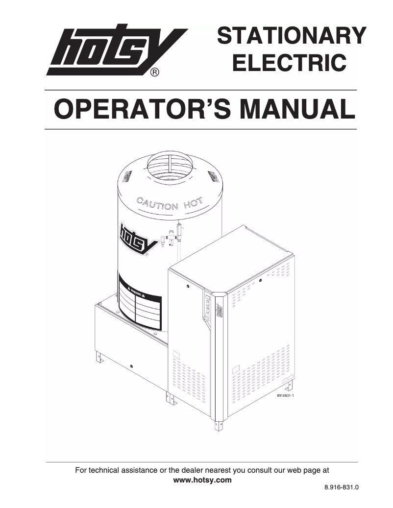Page n°1 - Manuel utilisateur Hotsy 5832SS