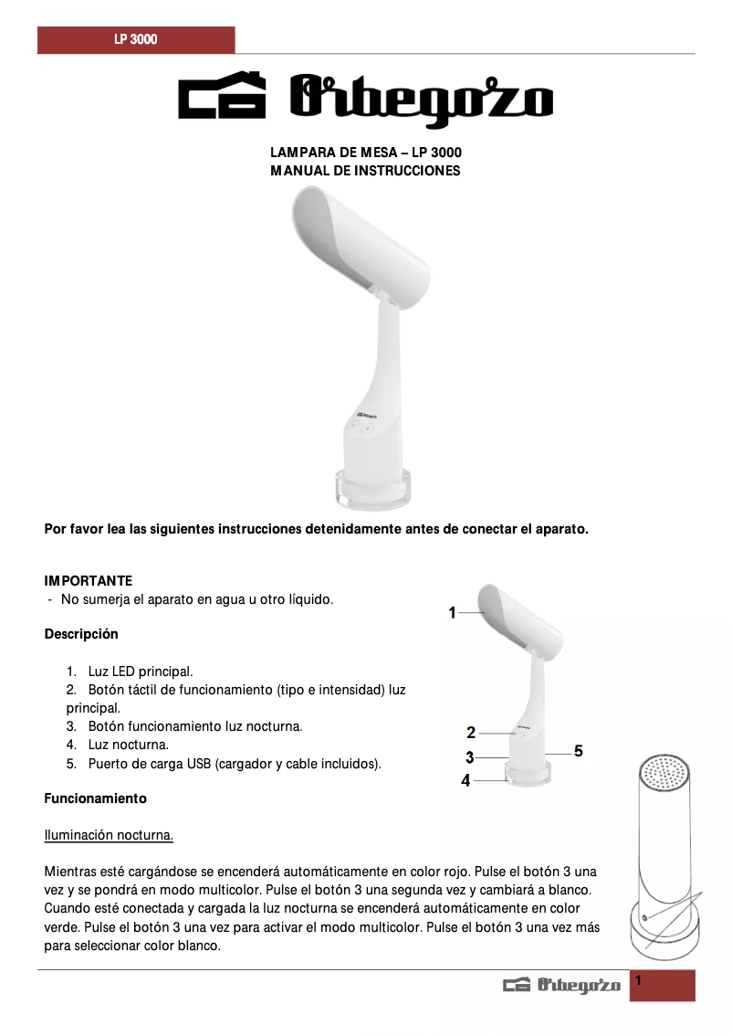 Image de la première page du manuel de l'appareil LP 3000