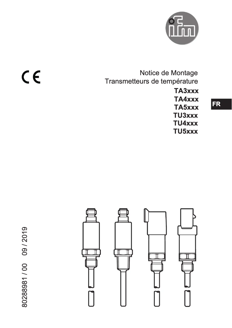 Page 1 de la notice Manuel utilisateur IFM TA5115