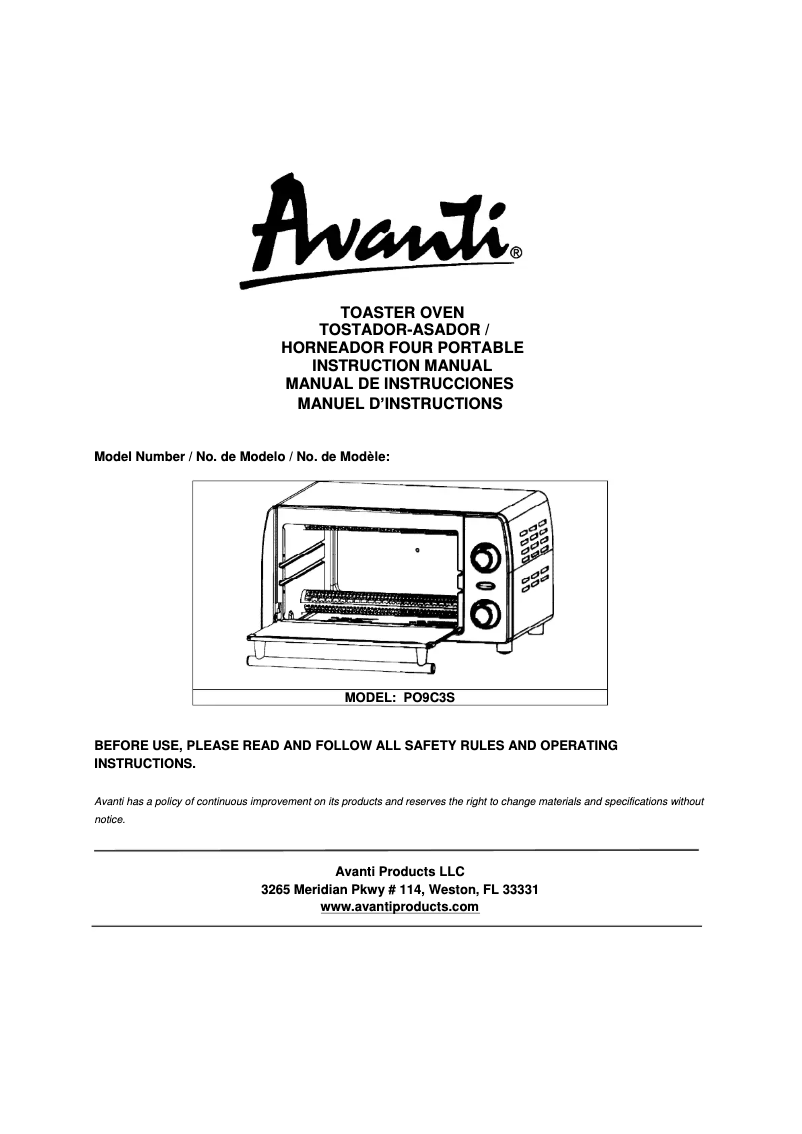 Image de la première page du manuel de l'appareil PO9C3S