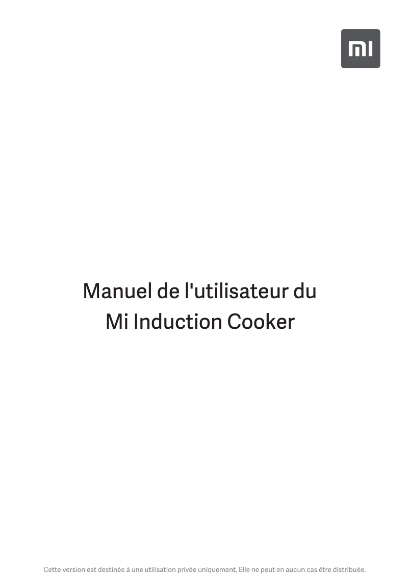 Page 1 de la notice Manuel utilisateur Xiaomi Mi Induction Cooker
