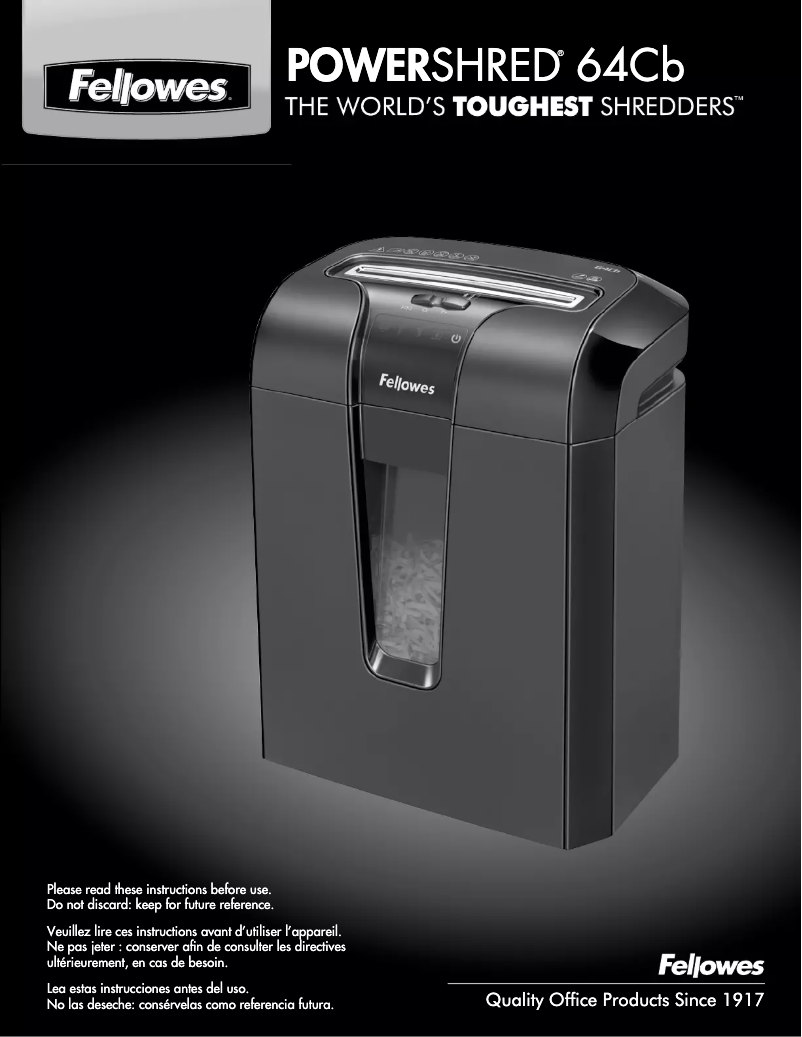 Page n°1 - Manuel utilisateur Fellowes Powershred 64Cb