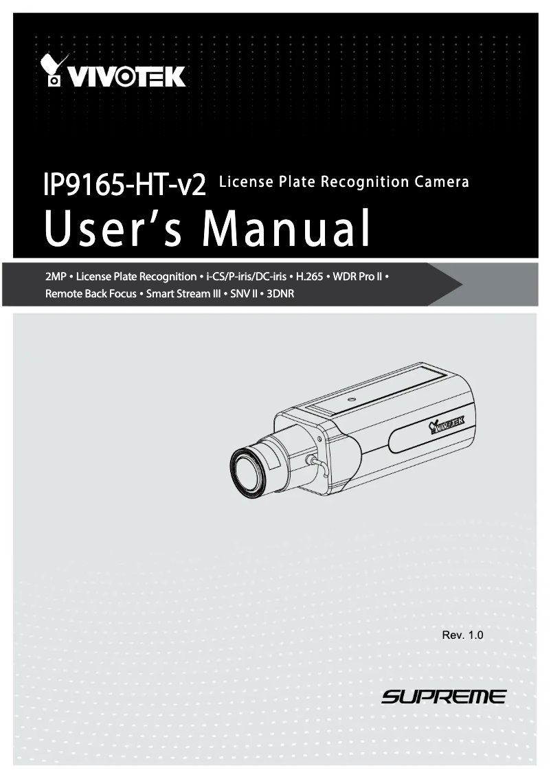 Page 1 de la notice Manuel utilisateur Vivotek IP9165-HT-v2