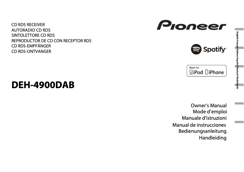 Image de la première page du manuel de l'appareil DEH-4900DAB