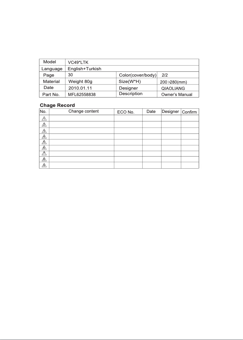 Image de la première page du manuel de l'appareil VC4920NHTQS