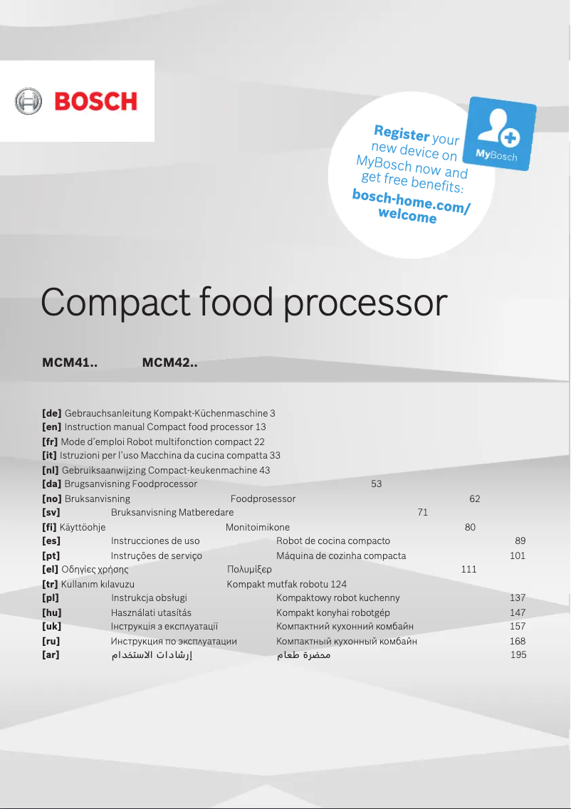 Page 1 de la notice Manuel utilisateur Bosch MCM4100