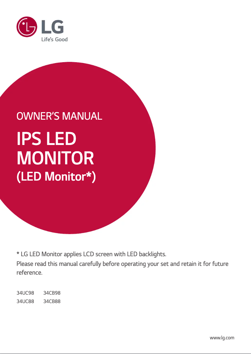 Page 1 de la notice Manuel utilisateur LG 34UC88