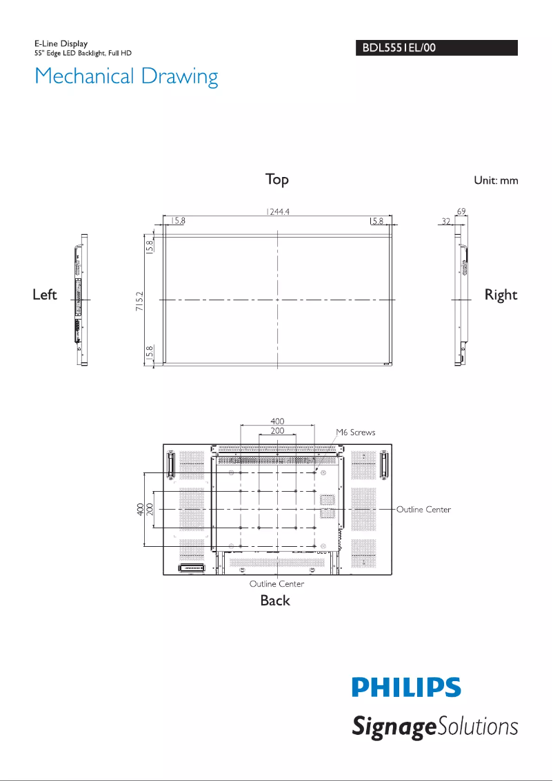 Image de la première page du manuel de l'appareil Signage Solutions BDL5551EL