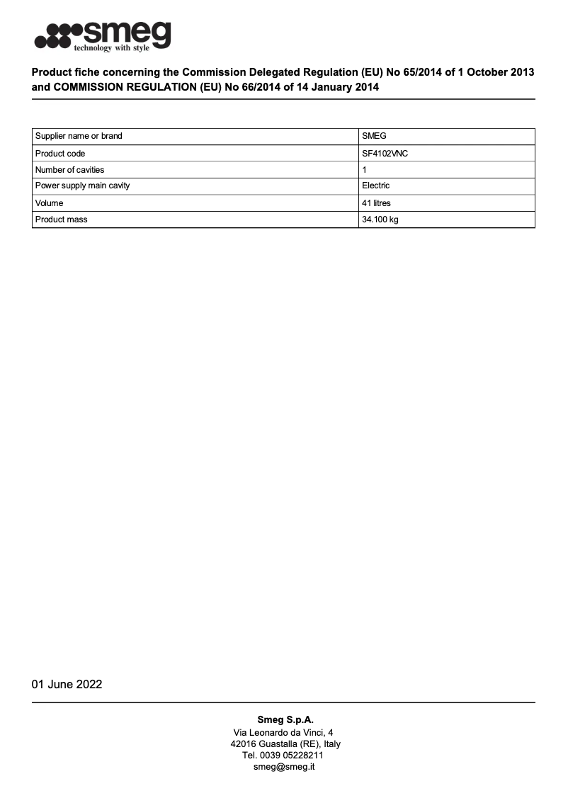 Page n°1 - Brochure Smeg SF4102VNC