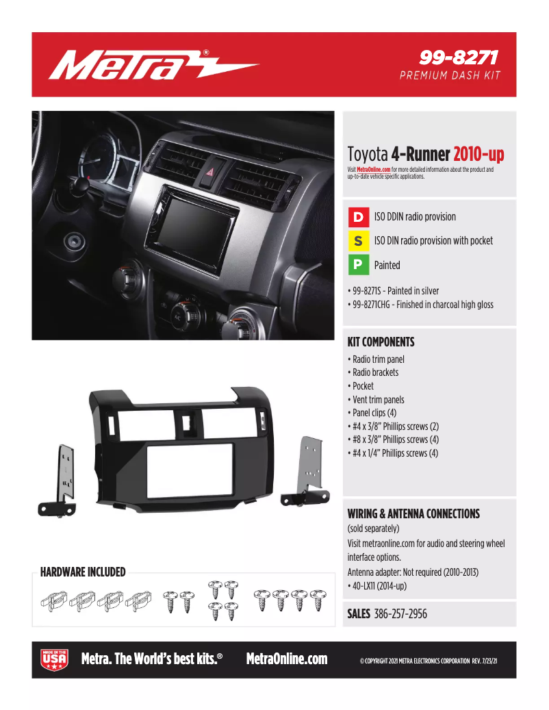 Page n°1 - Fiche technique Metra 99-8271