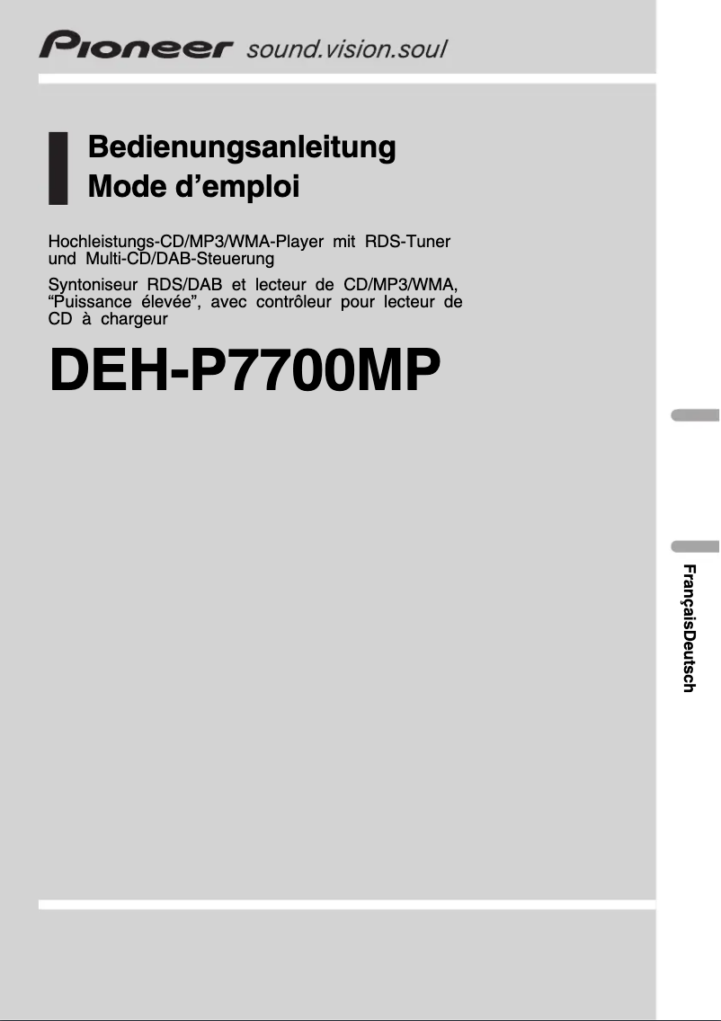 Page 1 of the manual User Manual Pioneer DEH-P7700MP