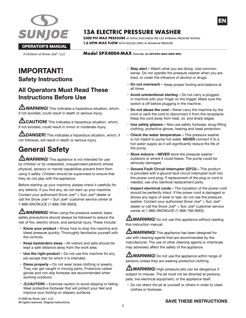 Image de la première page du manuel de l'appareil SPX4004-MAX