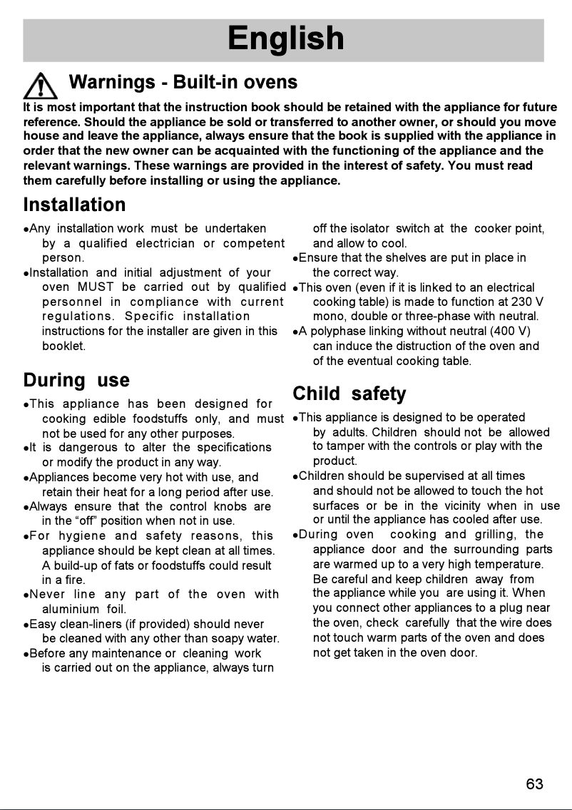 Page 1 de la notice Manuel utilisateur Zanker ZKB7329AL